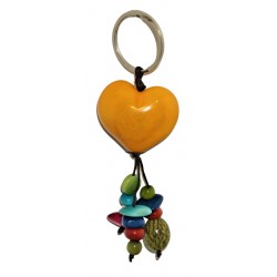 Porte-clés cœur jaune en noix de tagua