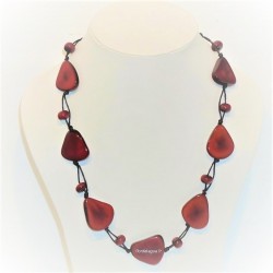 collier Mindo Simple Rouge en ivoire vegetal