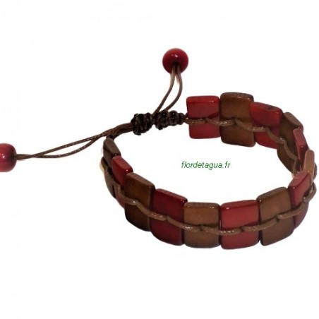 Bracelet Ethnic rouge en graine de tagua