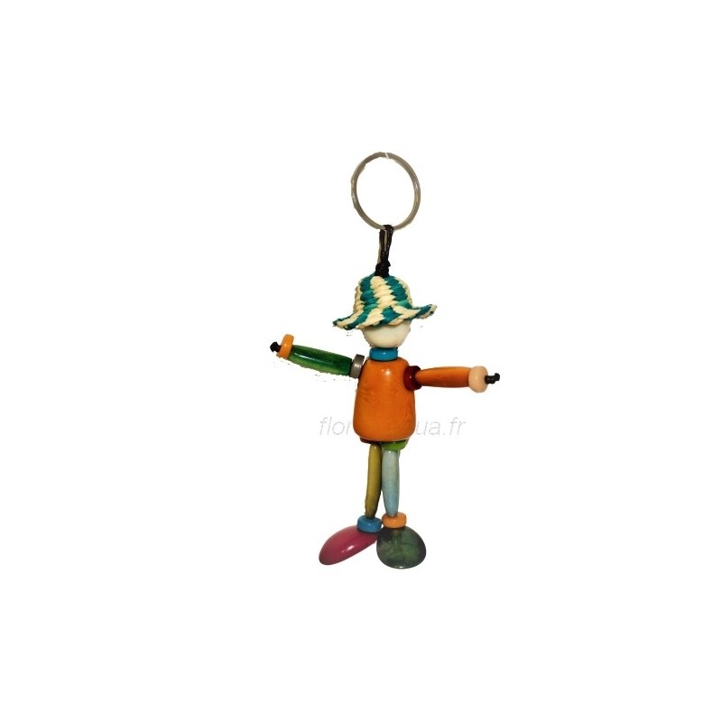 Porte-clés Bonhomme Chapeau orange en corozo Porte-clés Bonhomme Chapeau orange en corozo