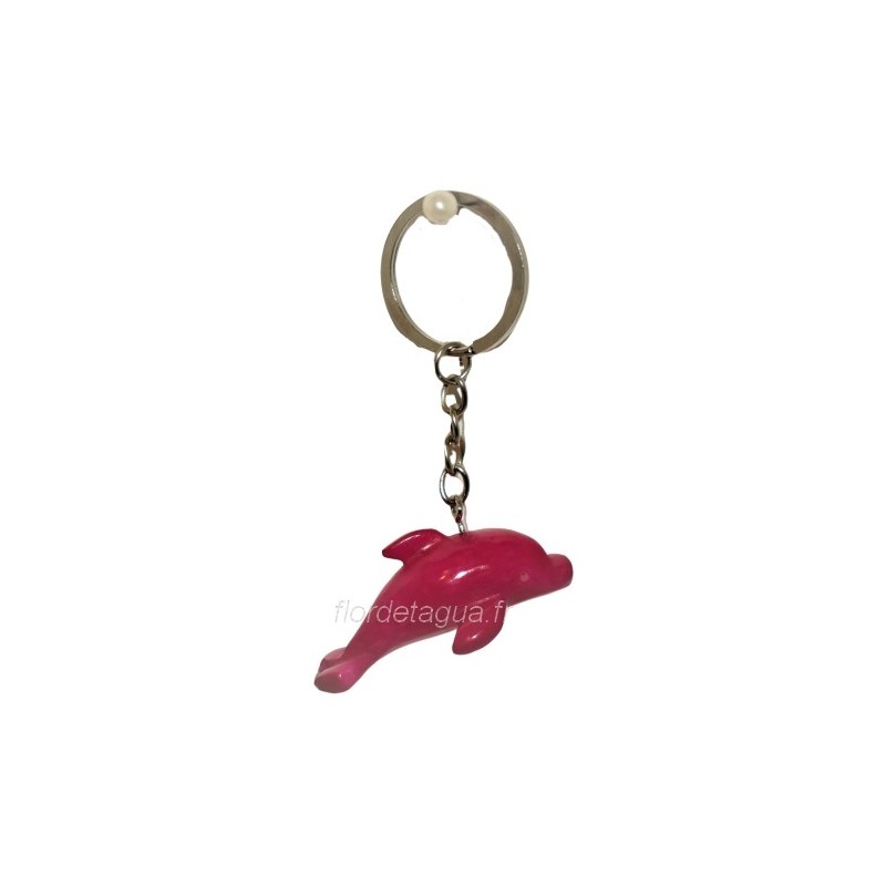 Porte clés Dauphin fuchsia coté droit en tagua Porte clés Dauphin fuchsia coté droit en tagua