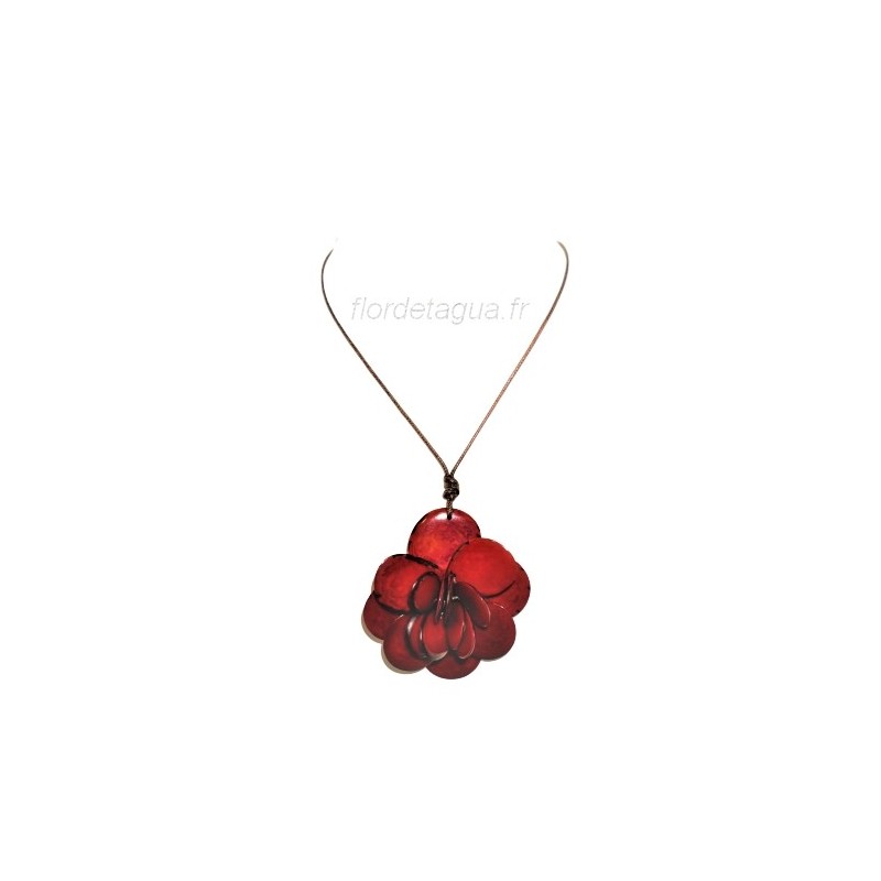 Collier Flor de Tagua Rouge ivoire végétal Collier Flor de Tagua Rouge ivoire végétal