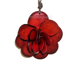 Collier Flor de Tagua Rouge en graines tropicales