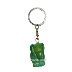 Porte clés Éléphant vert émeraude de face en tagua