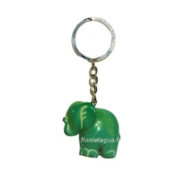 Porte clés Éléphant vert émeraude cote gauche en tagua