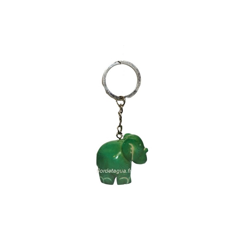 Porte clés Éléphant vert émeraude coté droit en ivoire végétal