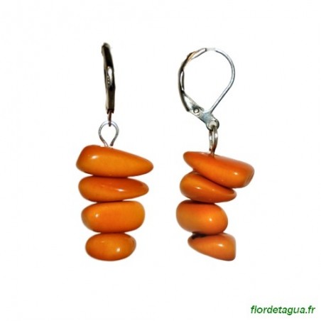 Boucles d'Oreilles Piedritas orange  en tagua