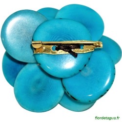 Broche Flor de Tagua turquoise 2