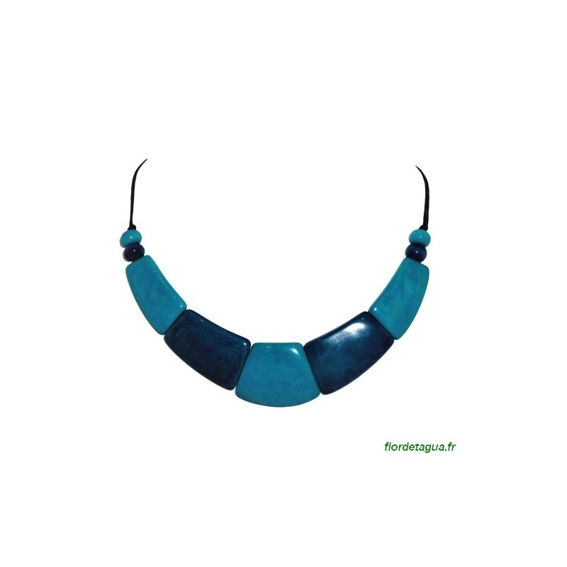 Collier Raz du Cou Camilly turquoise Bleu Marine en ivoire végétal Collier Raz du Cou Camilly turquoise Bleu Marine en ivoire végétal
