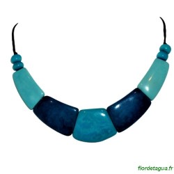 Collier Raz du Cou Camilly turquoise et bleu marine polido en ivoire végétal