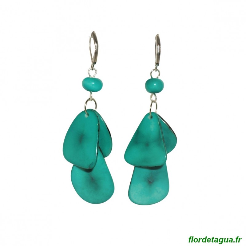 Boucles d'oreilles Mindo vert émeraude en tagua Boucles d'oreilles Mindo vert émeraude en tagua