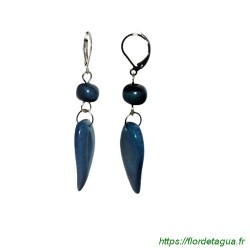 Boucles d'oreilles Flora bleu marine en tagua
